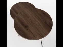 Mesa de centro redonda LAPP, juego Ø50 + Ø68 cm, roble chocolate