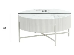 Mesa de centro redonda Milo - MDF y mármol - Blanco