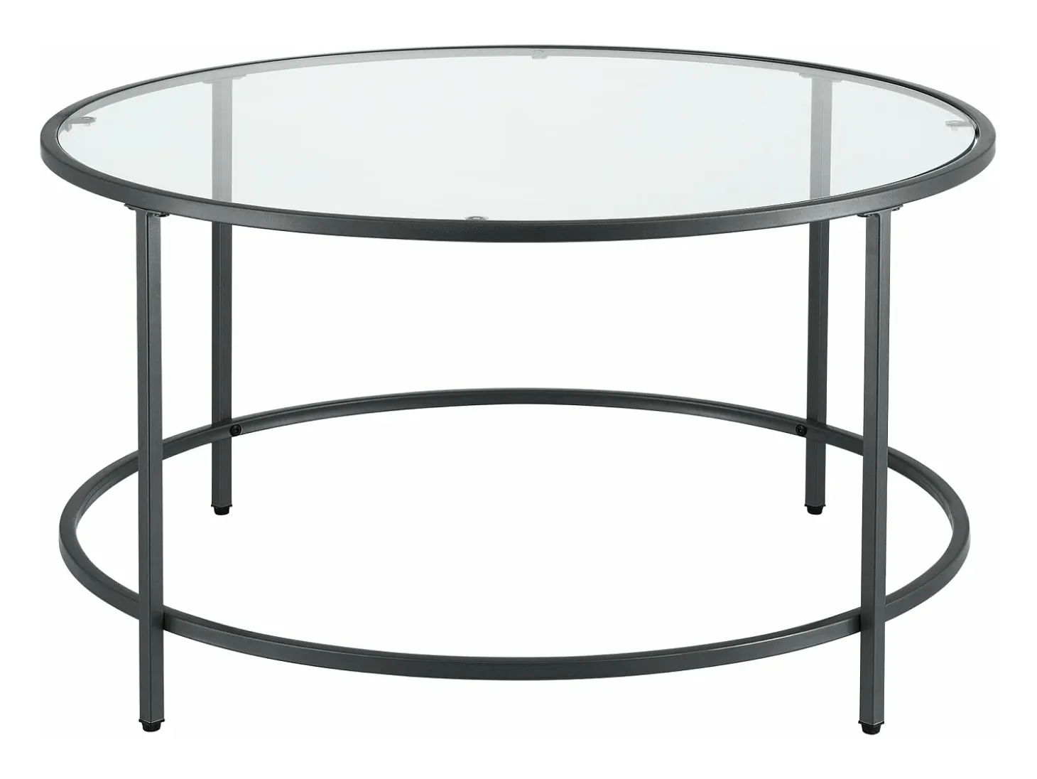 Mesa de centro redonda para salón tapa de cristal patas de acero 84 cm color negro 03_0006180