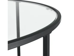 Mesa de centro redonda para salón tapa de cristal patas de acero 84 cm color negro 03_0006180