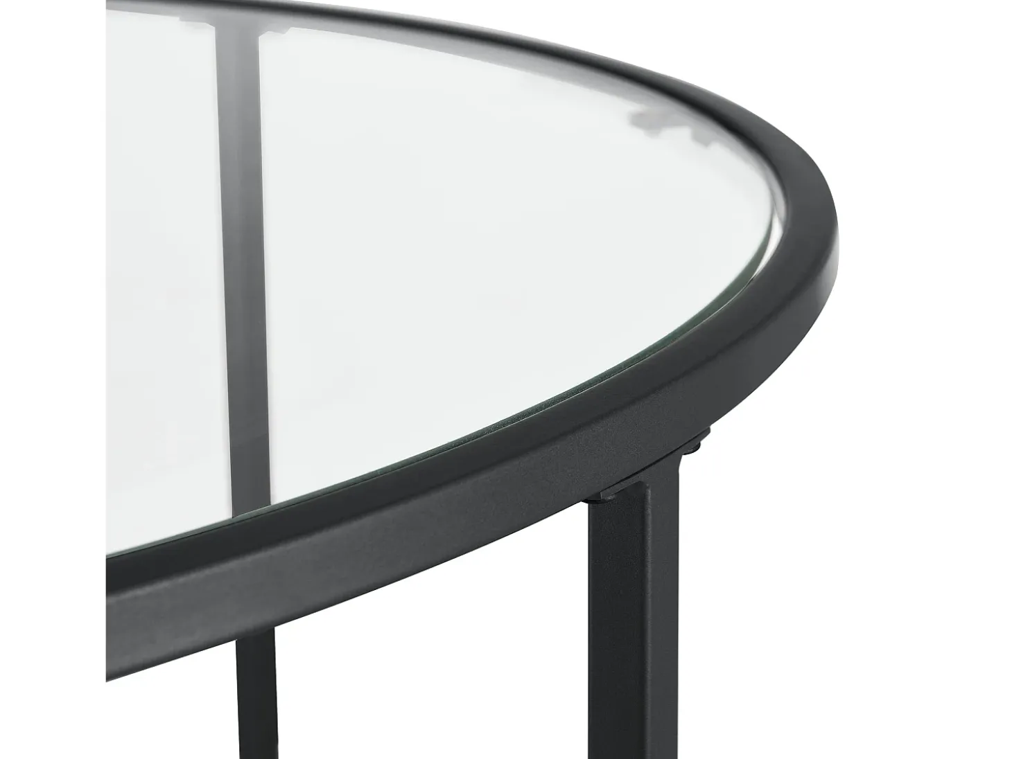 Mesa de centro redonda para salón tapa de cristal patas de acero 84 cm color negro 03_0006180
