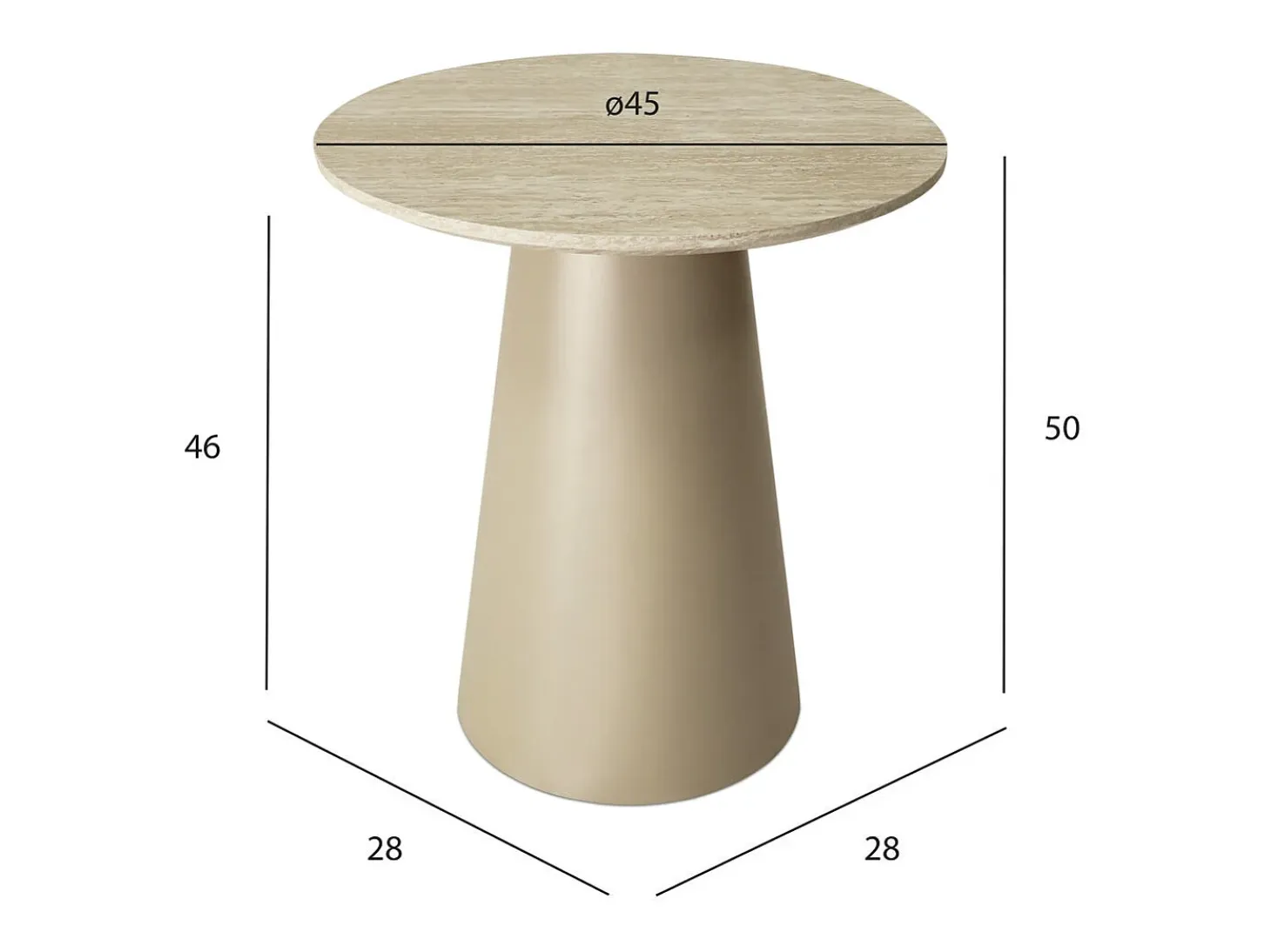Mesa de centro redonda Tango - MDF y travertino - Beige