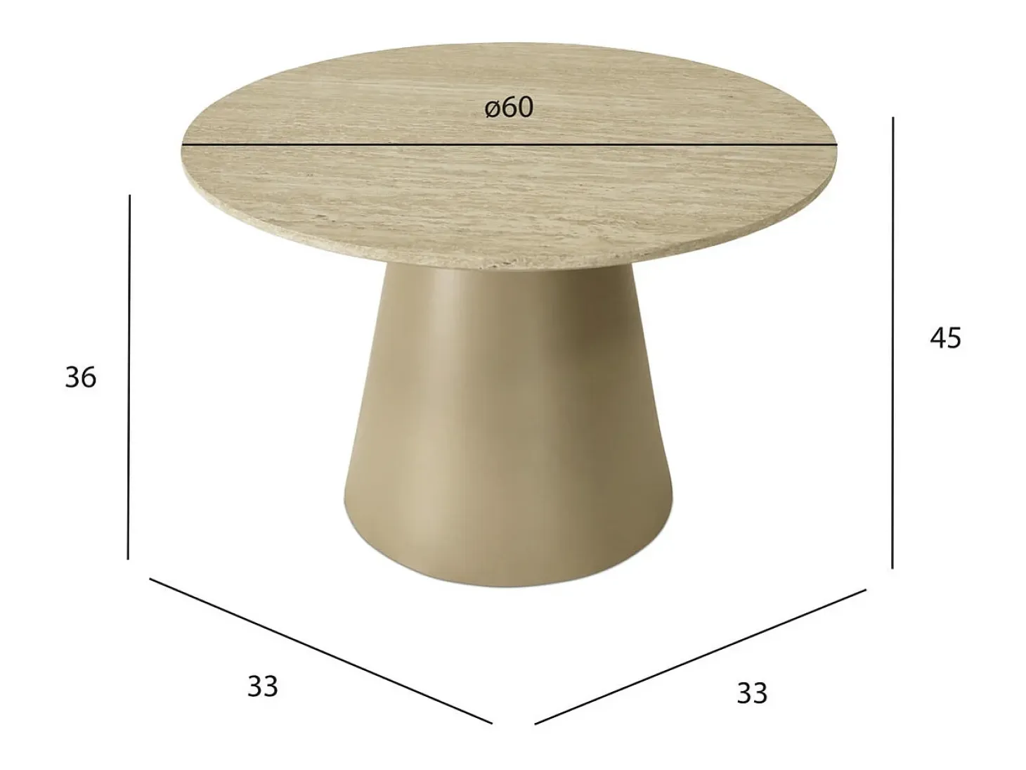 Mesa de centro redonda Tango - MDF y travertino - Beige