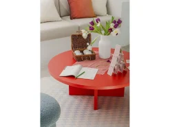Mesa de centro redonda tablero laminado de 3cm rojo llama 100cm-HECHO EN ESPAÑA