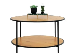 Mesa de centro redonda VITA Ø80 cm - Madera natural o metal negro-Color Negro