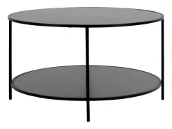 Mesa de centro redonda VITA Ø80 cm - Madera natural o metal negro-Color Negro