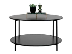 Mesa de centro redonda VITA Ø80 cm - Madera natural o metal negro-Color Negro