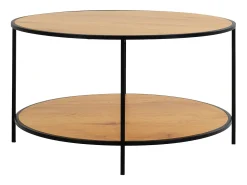 Mesa de centro redonda VITA Ø80 cm - Madera natural o metal negro-Color Negro