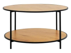 Mesa de centro redonda VITA Ø80 cm - Madera natural o metal negro-Color Negro