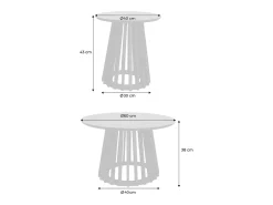 Mesa de centro redondas de efecto madera y abeto, set de 2 negro