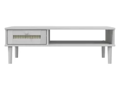 Mesa de centro SENJA aspecto ratán madera blanco 100x55x33 cm