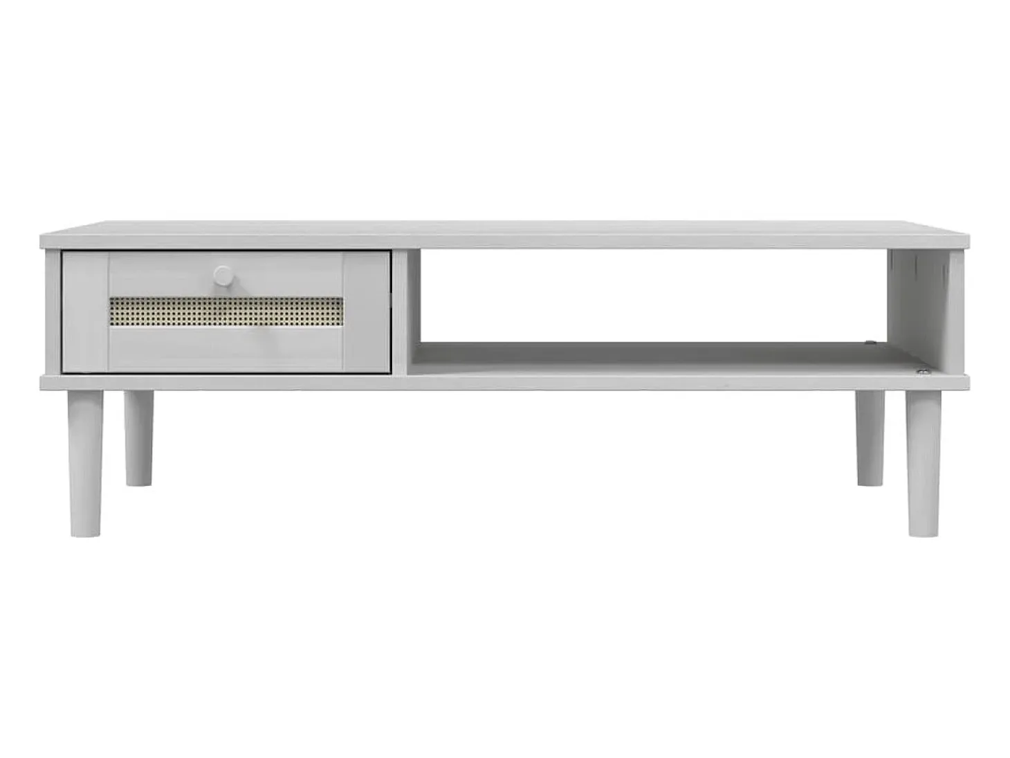 Mesa de centro SENJA aspecto ratán madera blanco 100x55x33 cm