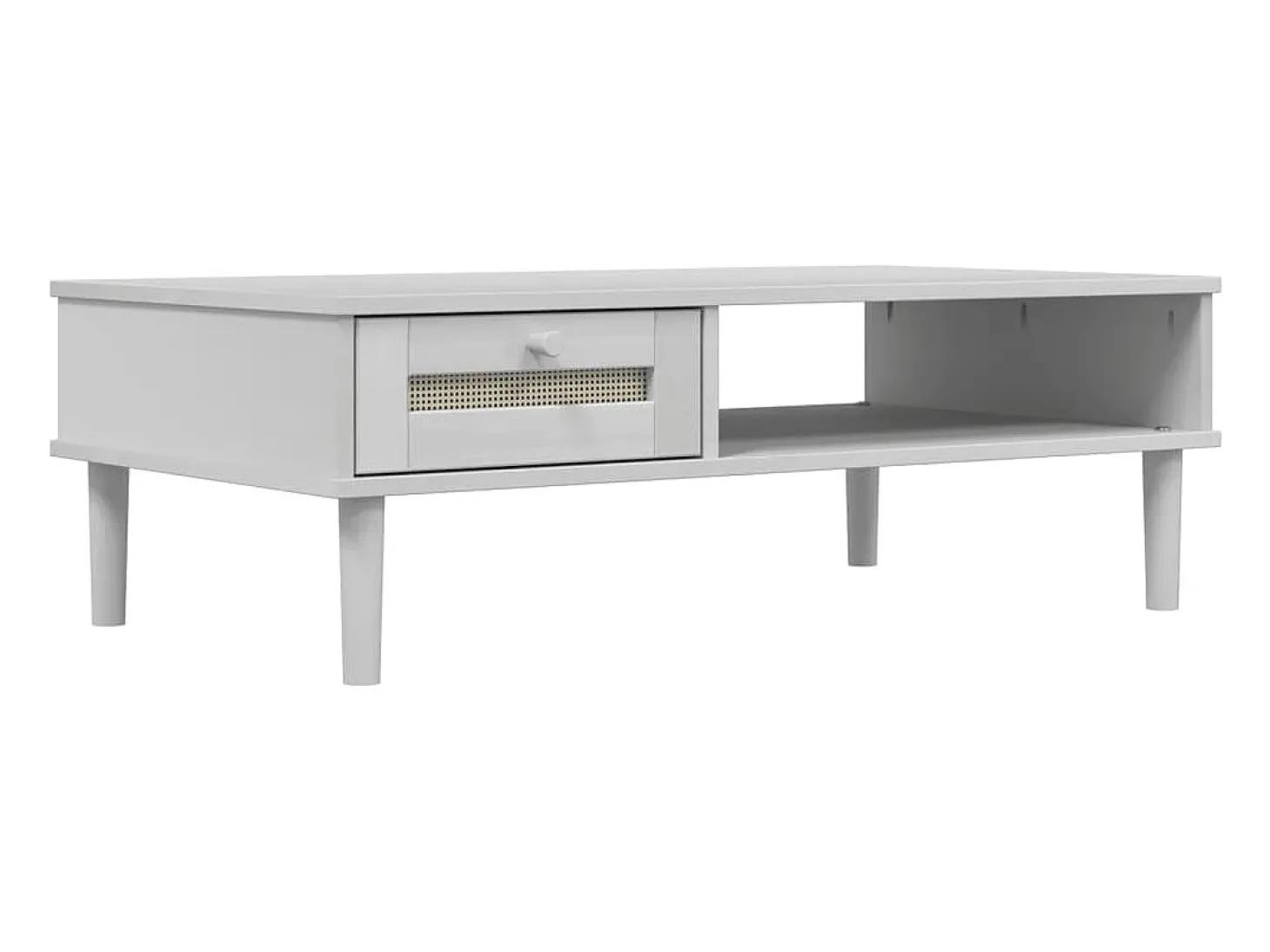 Mesa de centro SENJA aspecto ratán madera blanco 100x55x33 cm