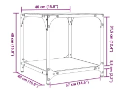 Mesa de centro superficie vidrio negra y acero 40x40x40 cm