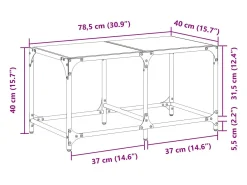 Mesa de centro superficie de vidrio acero 78,5x40x40 cm