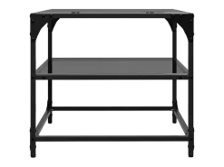Mesa de centro superficie vidrio 2 unidades acero negro 50x50x45 cm