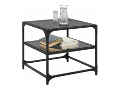 Mesa de centro superficie vidrio 2 unidades acero negro 50x50x45 cm