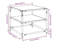 Mesa de centro superficie vidrio 2 unidades acero negro 50x50x45 cm