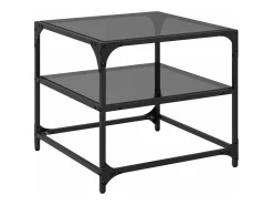 Mesa de centro superficie vidrio 2 unidades acero negro 50x50x45 cm