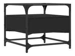 Mesa de centro superficie de vidrio acero negro 50x50x45 cm