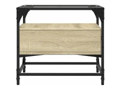 Mesa de centro tapa de vidrio acero roble Sonoma 50x50x45 cm