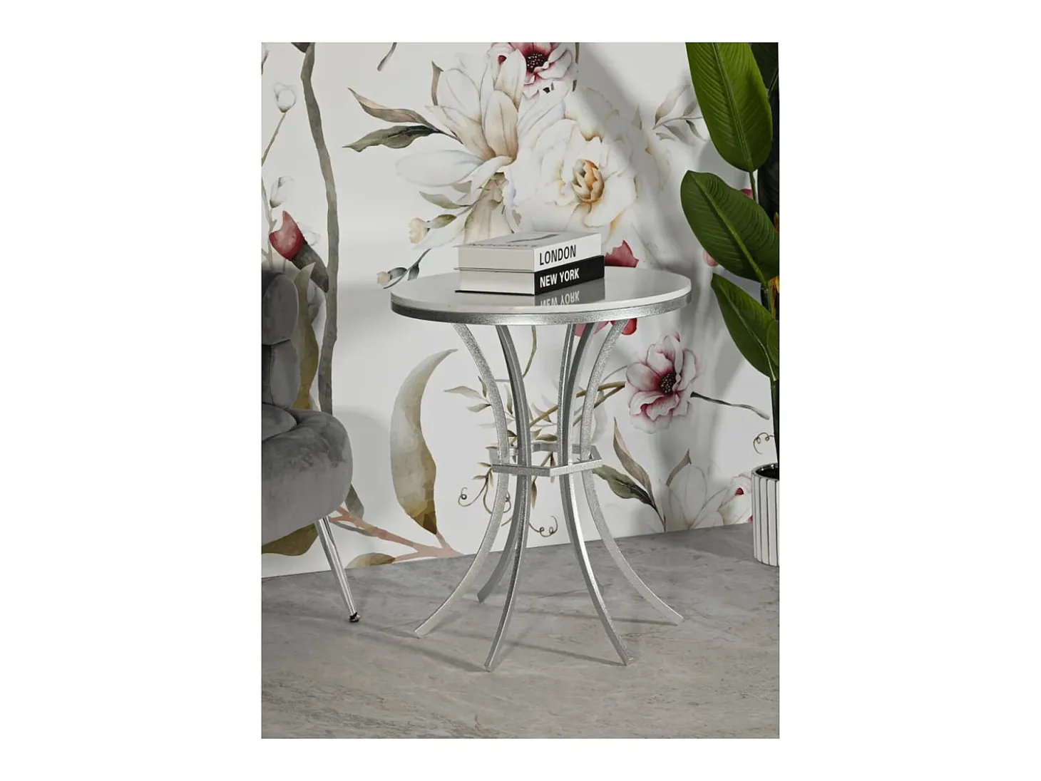 Mesa de Centro VKH807, Plata, 56x56x68 cm, Kendra Home