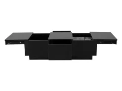 Mesa de centro 100x31x50 cm - con 2 cajones - Acabado brillante - Paneles de partículas - Negro