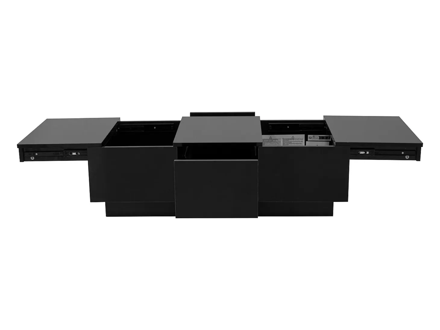 Mesa de centro 100x31x50 cm - con 2 cajones - Acabado brillante - Paneles de partículas - Negro