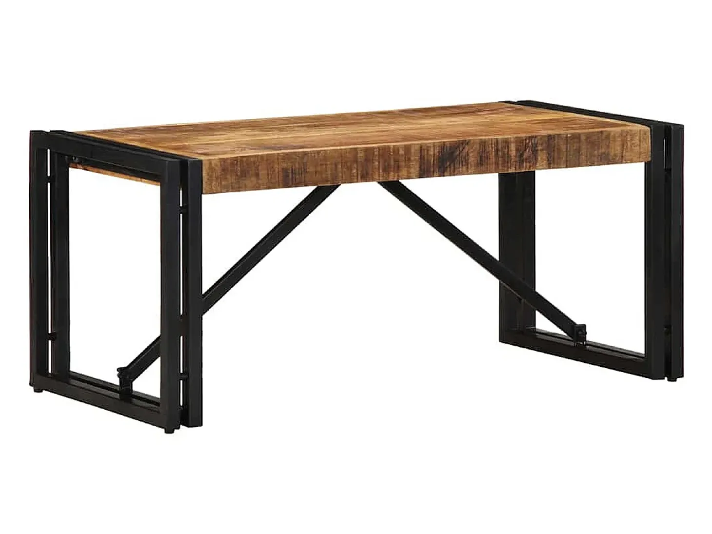 Mesa de centro 80x40x35 cm madera maciza de mango rugosa