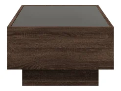 Mesa de centro y LED madera ingeniería marrón roble 90x50x30 cm