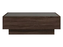 Mesa de centro y LED madera ingeniería marrón roble 90x50x30 cm