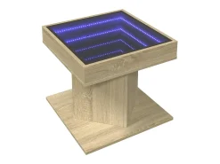 Mesa de centro y LED madera ingeniería roble Sonoma 50x50x45 cm