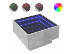 Mesa de centro y LED madera ingeniería gris hormigón 50x50x30cm