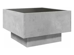 Mesa de centro y LED madera ingeniería gris hormigón 50x50x30cm