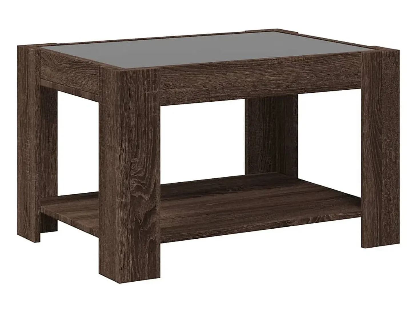 Mesa de centro y LED madera ingeniería marrón roble 73x53x45 cm