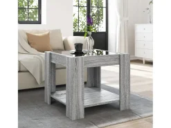 Mesa de centro y LED madera ingeniería gris Sonoma 53x53x45 cm