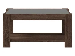 Mesa de centro y LED madera ingeniería marrón roble 93x53x45 cm