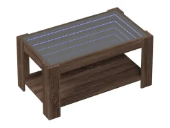 Mesa de centro y LED madera ingeniería marrón roble 93x53x45 cm