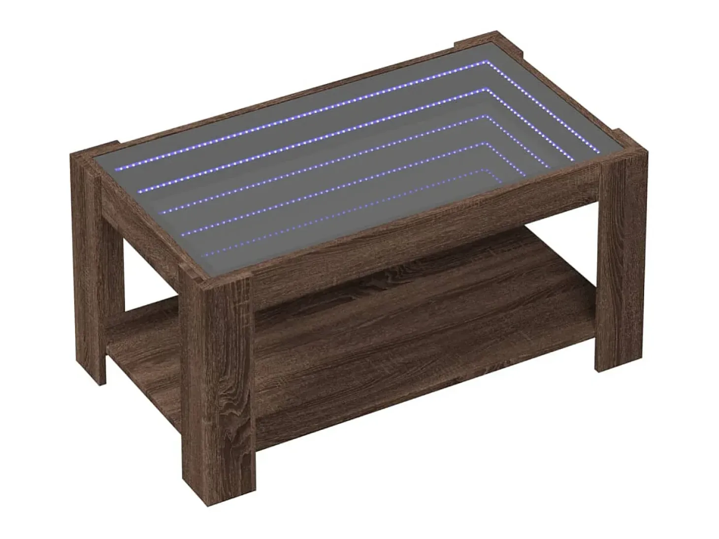 Mesa de centro y LED madera ingeniería marrón roble 93x53x45 cm