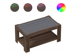 Mesa de centro y LED madera ingeniería marrón roble 93x53x45 cm