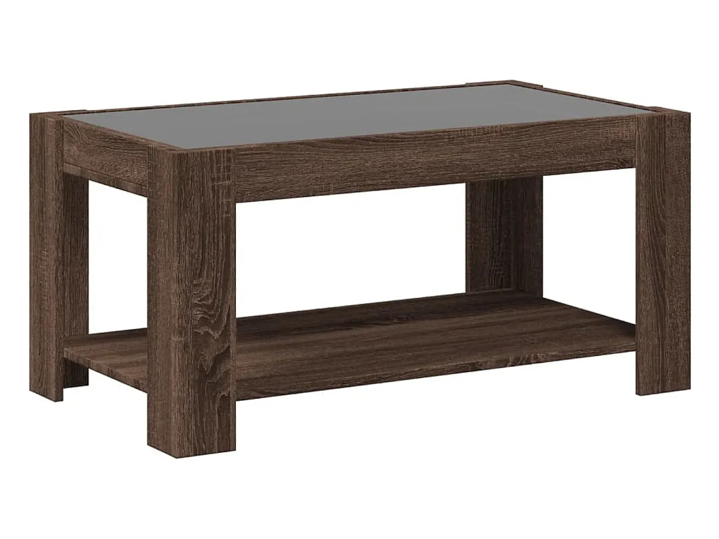 Mesa de centro y LED madera ingeniería marrón roble 93x53x45 cm