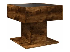 Mesa de centro y LED madera ingeniería roble ahumado 50x50x45cm