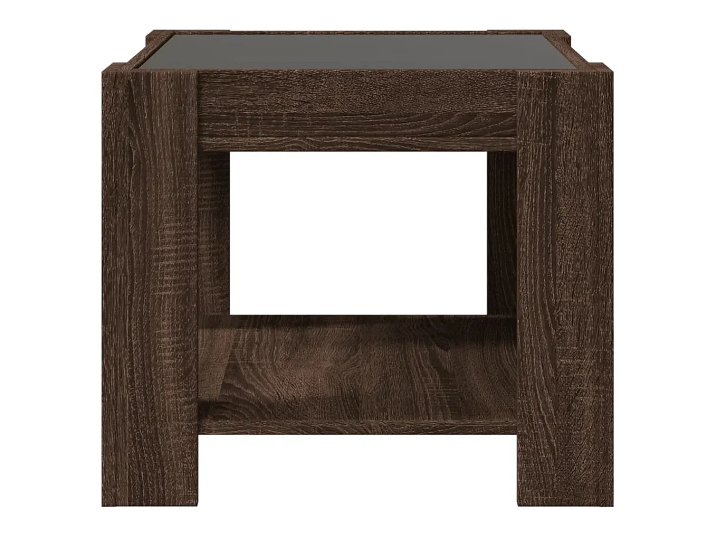 Mesa de centro y LED madera ingeniería marrón roble 53x53x45 cm
