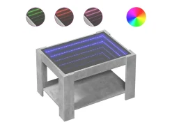 Mesa de centro y LED madera ingeniería gris hormigón 73x53x45cm
