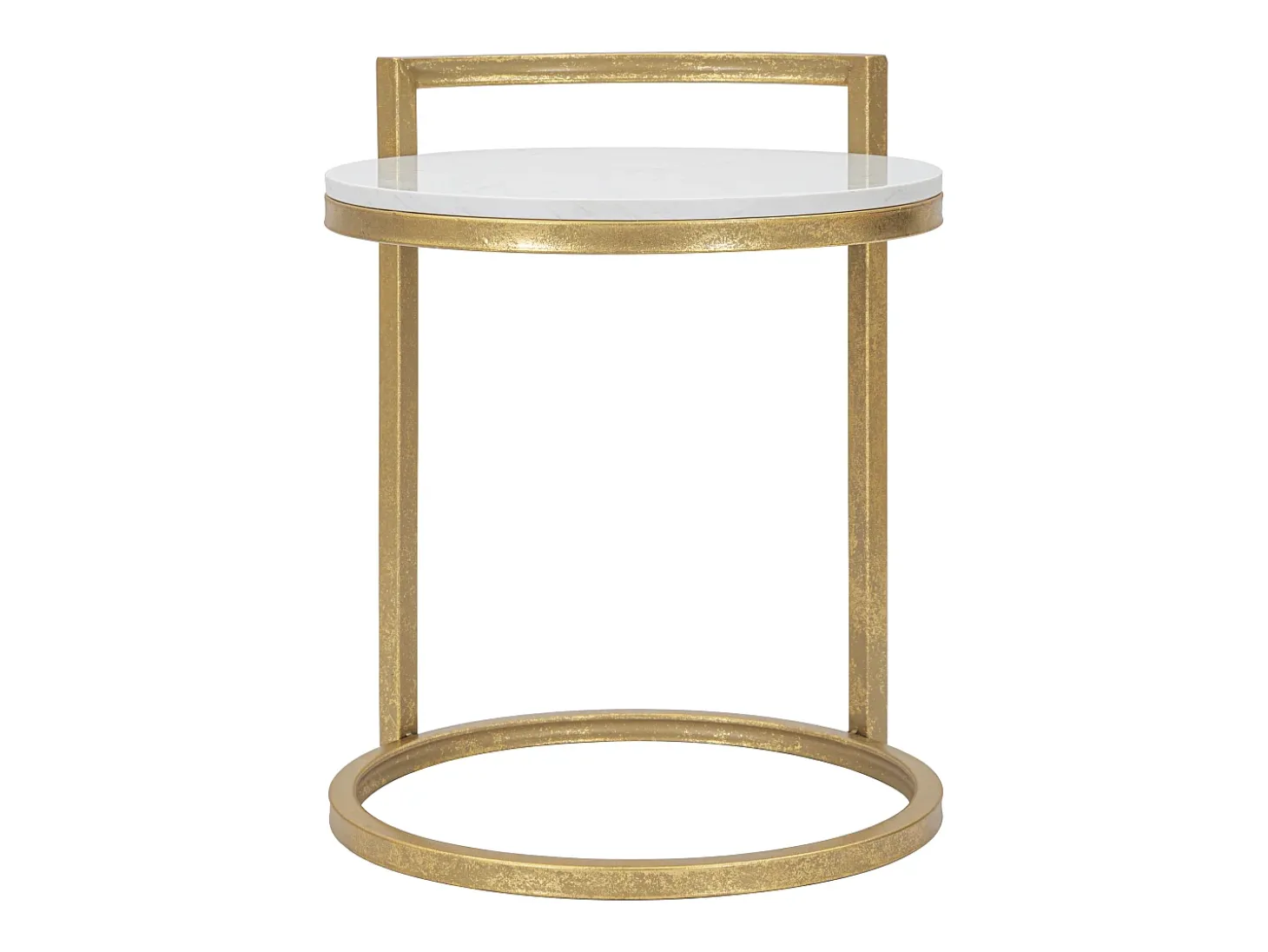Mesa de centro y sofá redondo de metal dorado con superficie de mármol blanco Round
