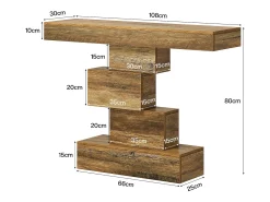 Mesa de comedor de granja de 108 cm, mesa de salón estrecha de madera detrás del sofá con base geométrica