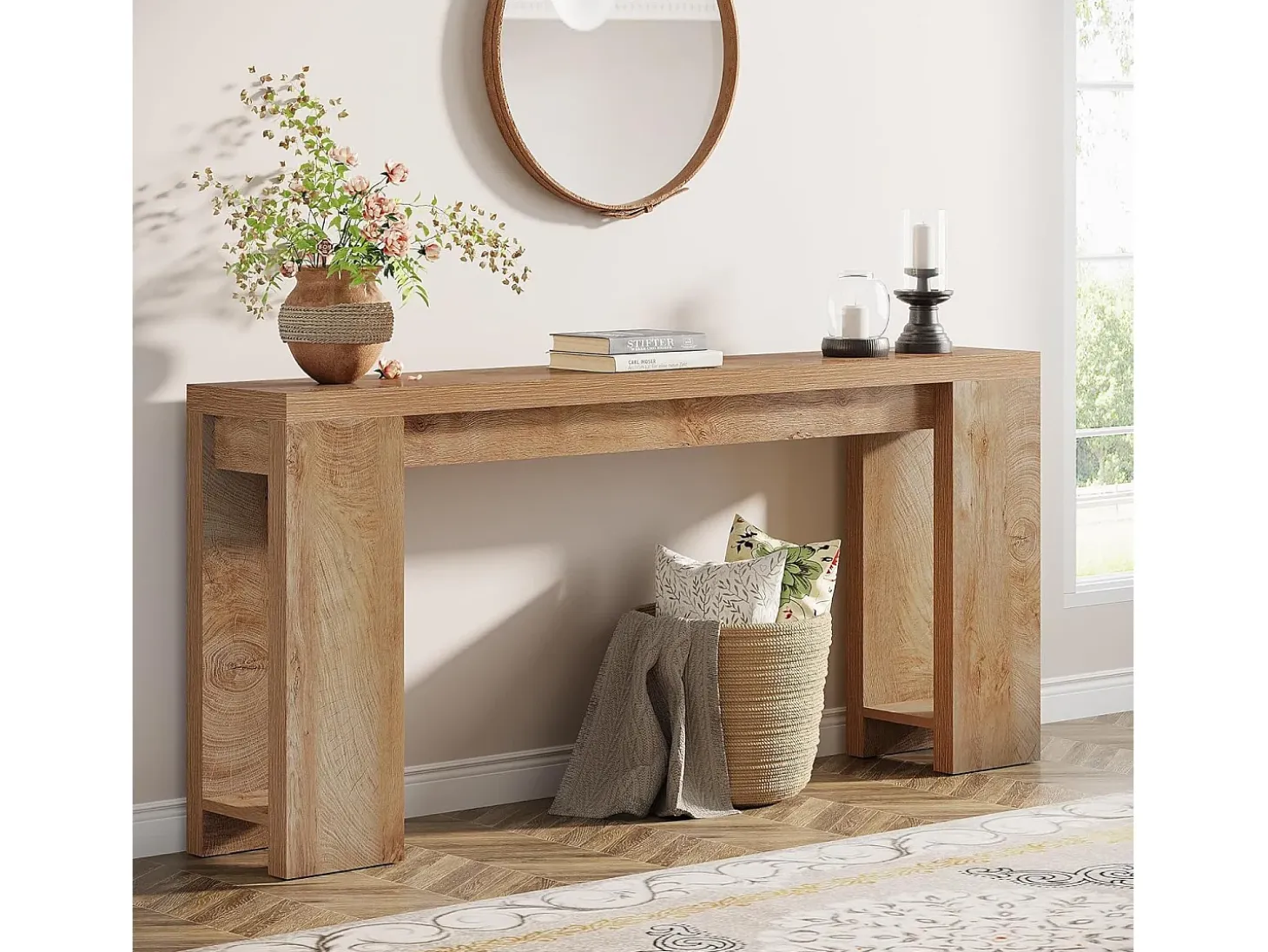 Mesa de Consola 160 x 29,5 x 85 cm, Mesa auxiliar, Mesa de Pasillo, Mesa Baja para pequeños espacios