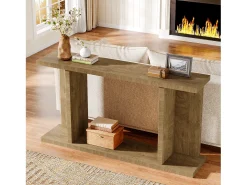 Mesa de consola 160 x 30 x 85 cm Mesa de sala de estar con base en forma de U 2 niveles