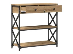 Mesa de Consola con cajón Roble artisan 75 x 28 x 75 cm