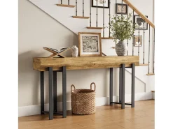 Mesa de consola de 160 cm para entrada, mesa industrial detrás del sofá